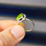 (Q) Solid Sterling Silver & Natural Peridot Handmade Pear Shaped Signet Ring