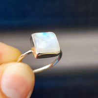 (O) Solid Sterling Silver & Moonstone Handmade Solitaire Ring