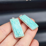 Solid Sterling Silver & Natural Amazonite Handmade Hanging Hook Earrings