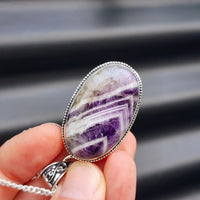 Solid Sterling Silver & Natural Amethyst Handmade Victorian Necklace