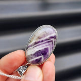 Solid Sterling Silver & Natural Amethyst Handmade Victorian Necklace