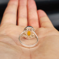 (Q) Solid Sterling Silver & Citrine Stone Handmade Solitaire Ring