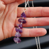 Solid Sterling Silver & Natural Raw Amethyst Handmade Necklace