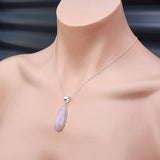 Solid Sterling Silver & Natural Kunzite Waterdrop Handmade Pendant Necklace