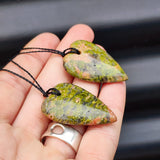 Natural Unakite Heart Pendant Necklace