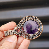 Handmade Copper & Natural Amethyst Wire Wrap Necklace