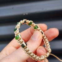 Greenstone Macrame Bracelet - Tan - 8 Stones