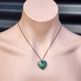 Natural Greenstone Heart Pendant Necklaces