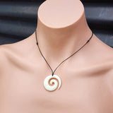 Natural Hand Carved Maori Bone Carving Pendant Necklace - Etched Koru