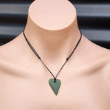 NZ Greenstone Pounamu Heart Pendant Necklace (N95)