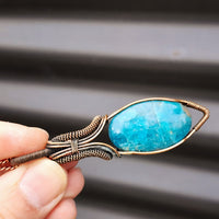 Handmade Copper & Natural Apatite Wire Wrap Necklace