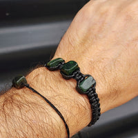 New Zealand Greenstone One Off Macrame Bracelet (1A3-665)