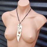 XXL Natural Hand Carved Maori Bone Carving Pendant Necklace - Manaia