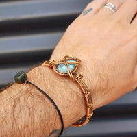 Handmade Copper & Natural Larimar Wrap Cuff Bracelet