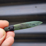 NZ Greenstone Pounamu Spear Pendant Necklace (N63)