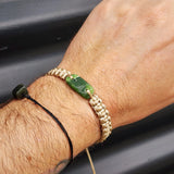 New Zealand Greenstone One Off Macrame Bracelet (1A3-659)