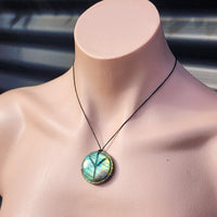 Natural Labradorite Round Peace Pendant Necklace