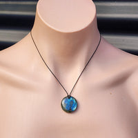 Natural Labradorite Round Pendant Necklace (1BBB261)