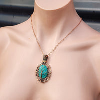 Handmade Copper & Natural Amazonite Wire Wrap Necklace