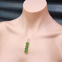 Handmade Solid Sterling Silver & 4x Setting Natural Peridot Pendant Necklace