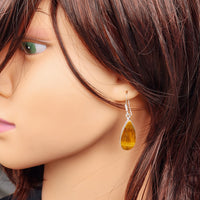 Solid Sterling Silver & Natural Tiger Eye Handmade Hanging Hook Earrings