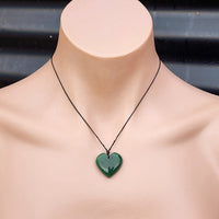 Natural Greenstone Heart Pendant Necklaces