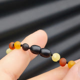 Amber & NZ Greenstone Teething Necklace - Mixed Raw Amber One Off Necklace (AG1)