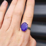 (T) Solid Sterling Silver & Natural Purple Sapphire Handmade Solitaire Ring