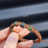 Greenstone One Off Macrame Bracelet - Brown 5 Stones