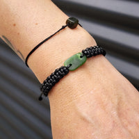 New Zealand Greenstone One Off Macrame Bracelet (1A3-699)