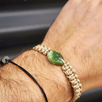 New Zealand Greenstone One Off Macrame Bracelet (1A3-671)