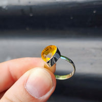 (Q) Solid Sterling Silver & Citrine Stone Pear Handmade Solitaire Ring