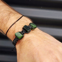 New Zealand Greenstone One Off Macrame Bracelet (1A3-672)