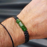 New Zealand Greenstone One Off Macrame Bracelet (1A3-657)