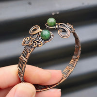 Handmade Copper & Natural Greenstone Cuff Bracelet