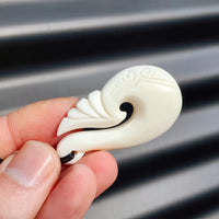 Natural Hand Carved Maori Bone Carving Pendant Necklace - Hook With Wing