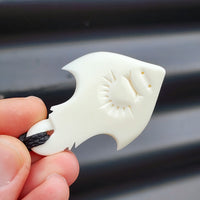 Natural Hand Carved Maori Bone Carving Pendant Necklace - Stingray