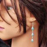 Rustic Solid Sterling Silver & Natural Larimar Handmade Hanging Hook Earrings