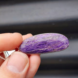 Solid Sterling Silver & Natural Charoite Handmade Irregular Shaped Pendant Necklace