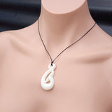 Natural Hand Carved Maori Bone Carving Pendant Necklace - Whale Tail Hook