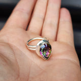 (M) Solid Sterling Silver & Mystic Topaz Handmade Solitaire Ring