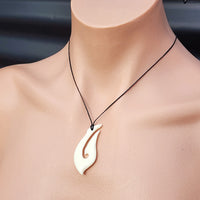 Natural Hand Carved Maori Bone Carving Pendant Necklace - Curved Hook