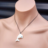 Natural Hand Carved Maori Bone Carving Pendant Necklace - Dolphin