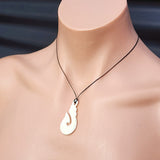 Natural Hand Carved Maori Bone Carving Pendant Necklace - Twist Hook