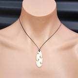 Natural Hand Carved Maori Bone Carving Pendant Necklace - Sea Waves