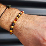 Adults Bracelet - Cognac Amber, Raw Cherry, Lava & Jasper