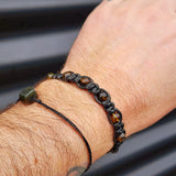 Black Macrame Cord & Polished Green Amber Bracelet