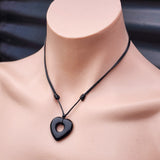 Natural Obsidian Heart Pendant Necklace