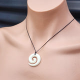 Natural Hand Carved Maori Bone Carving Pendant Necklace - Koru