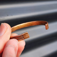 Rustic Copper Lines Cuff Bracelet